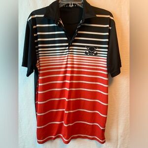 Tattoo Golf men’s red black white stripe polo shirt Xl performance